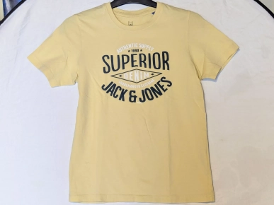 T-Shirt Jack & Jones Jaune Moutarde Gros Logo Ecritures Devant