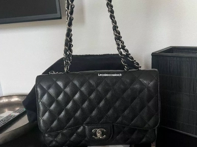 Chanel Classic Single Flap Jumbo Black Caviar Leather