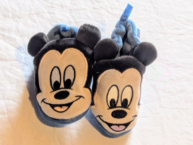 Chaussons Pantoufles Disney Bleues Enfilables Tête Visage Mickey