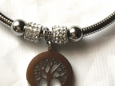 Bracelet Breloque Pendentif Style Arbre Vie Pierres Strass Bijou