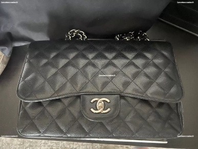 Chanel Classic Single Flap Jumbo Black Caviar Leather