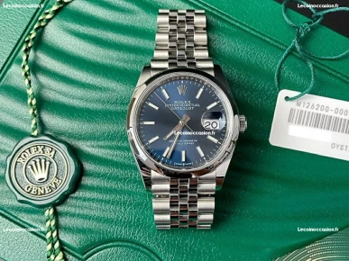 Rolex Day-Date 40 feuille bleue or blanc