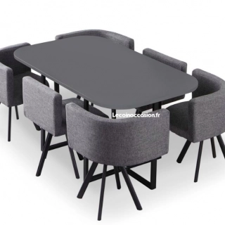 Table grise + chaises tissus gris Table grise + chaises tissus gris