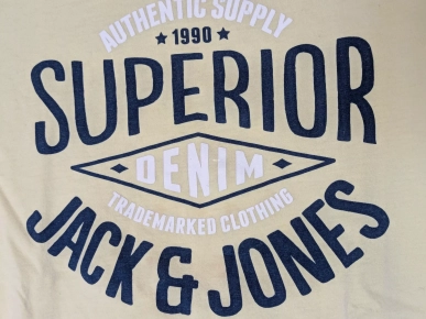 T-Shirt Jack & Jones Jaune Moutarde Gros Logo Ecritures Devant