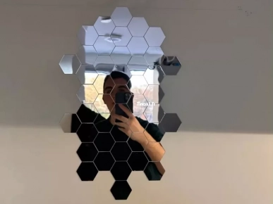 mirroir 45pcs hexagon wall sticker