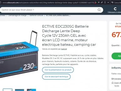 4 Batteries Gel ECTIVE EDC230SG à Décharge Lente