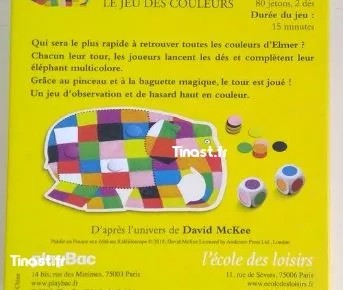 5€ ELMER JEU DE COULEUR (école des loisirs)