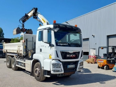 PORTEUR ROUTIER TRIBENNE 6X4 - MAN - TGS  33.440 BL + GRUE -201 PORTEUR ROUTIER TRIBENNE 6X4 - MAN - TGS  33.440 BL + GRUE -201