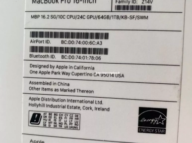 Macbook Pro 16 pouces 10c 64gb 24c A2485 Garantie 4 ans neuf