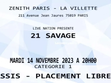 billet concert 21 savage le 14 novembre billet concert 21 savage le 14 novembre