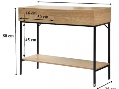 Console 2 Tiroirs 1 Tablette Décor Bois - L100cm Console 2 Tiroirs 1 Tablette Décor Bois - L100cm