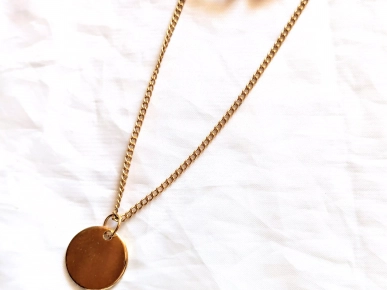 Collier Pendentif Triple Chaînes Maillons Médaillon Rond Bijou