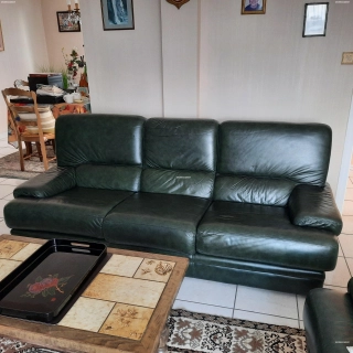 Salon cuir vert foncé Salon cuir vert foncé