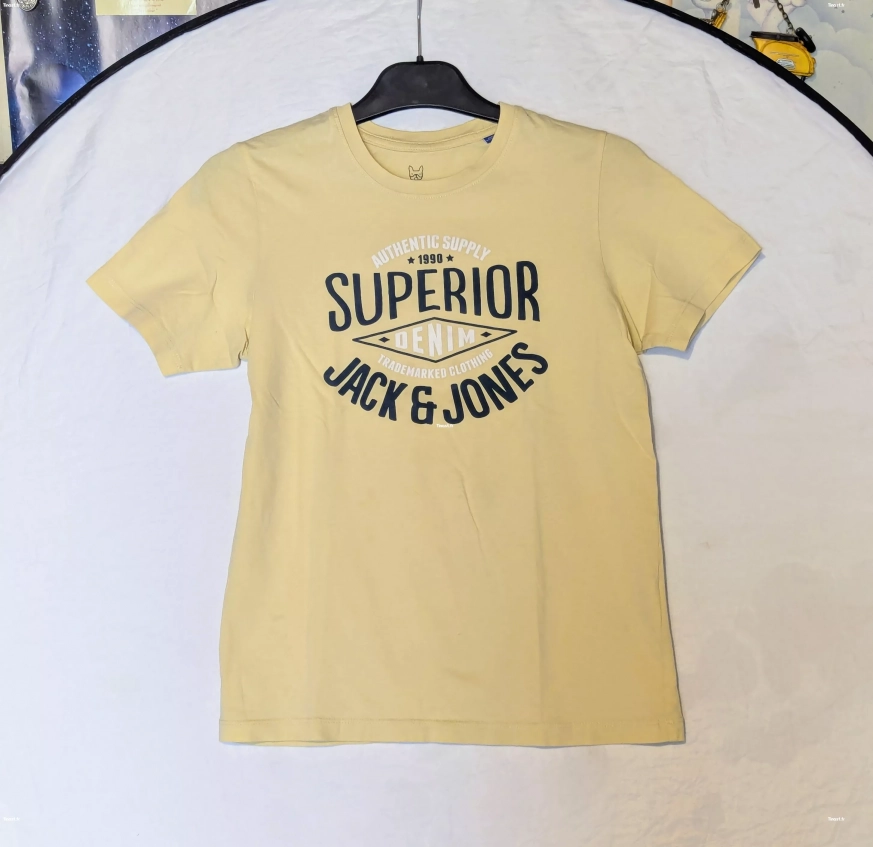 T-Shirt Jack & Jones Jaune Moutarde Gros Logo Ecritures Devant