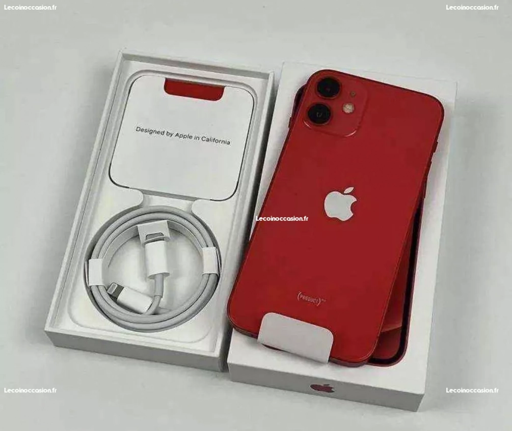 iPhone 12 mini red avec boîte et accessoires