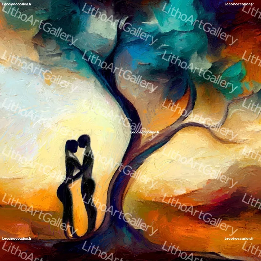 Cadre sur toile "Les amoureux sous le chêne"