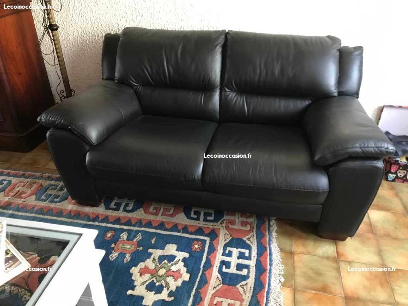 Canapé cuire noir