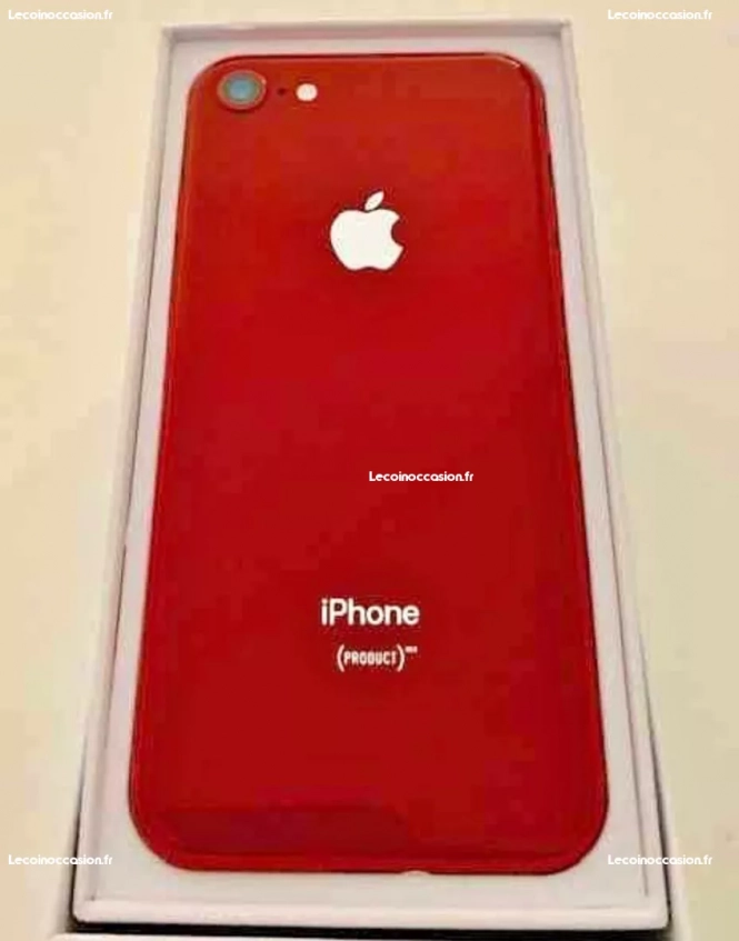 iPhone 8 rouge avec boîte et accessoires