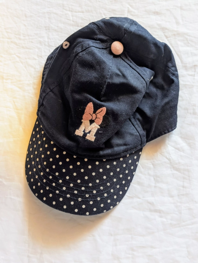 Casquette Disney Marine Lettre M Minnie Ruban Rose Pois Blancs