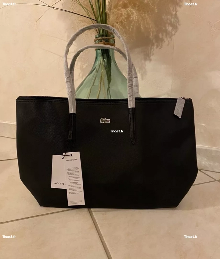 Sac cabas noir Lacoste modèle L12.12 Concept Uni