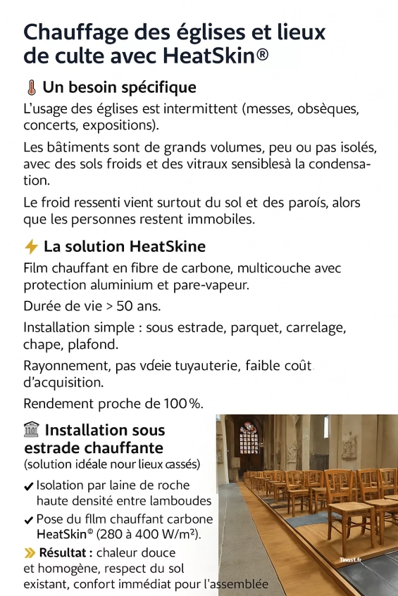 Chauffage rayonnant pour les églises et lieux de cultes